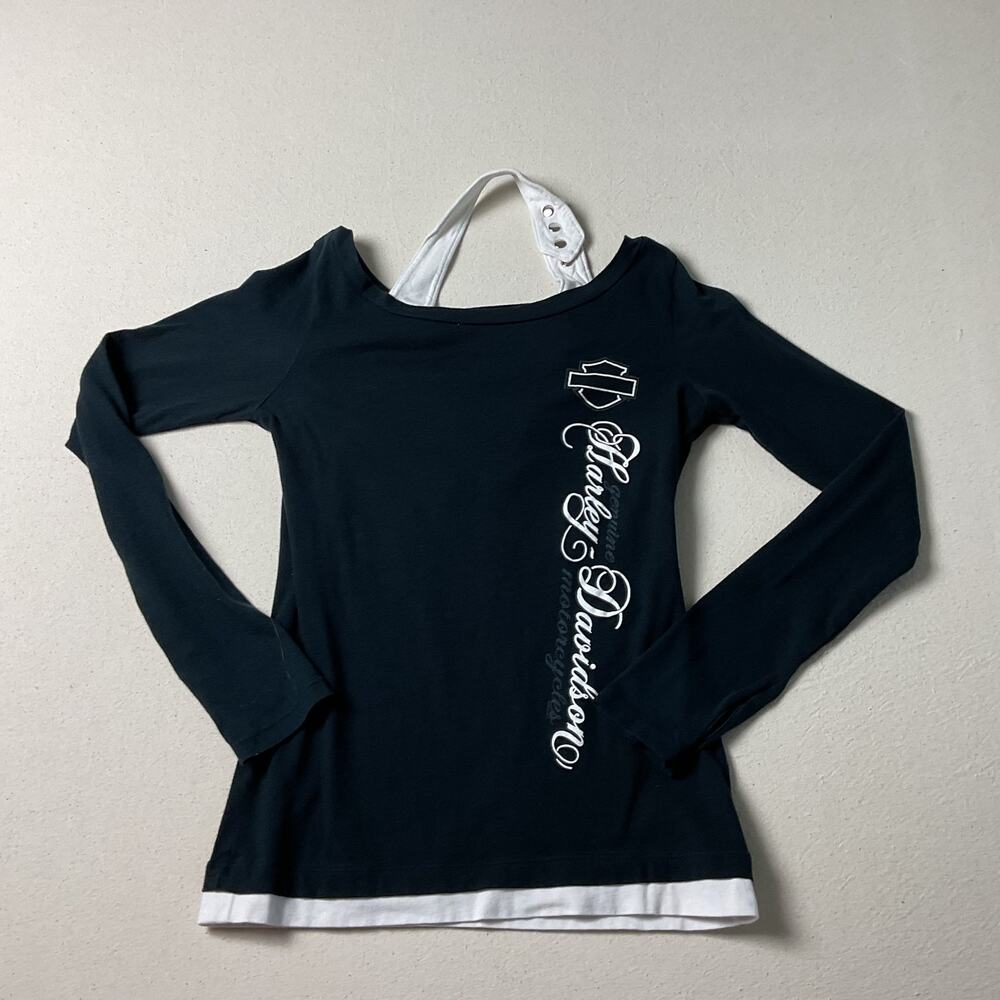 Vintage Harley Davidson Womens Long Sleeve Layered Shirt Small